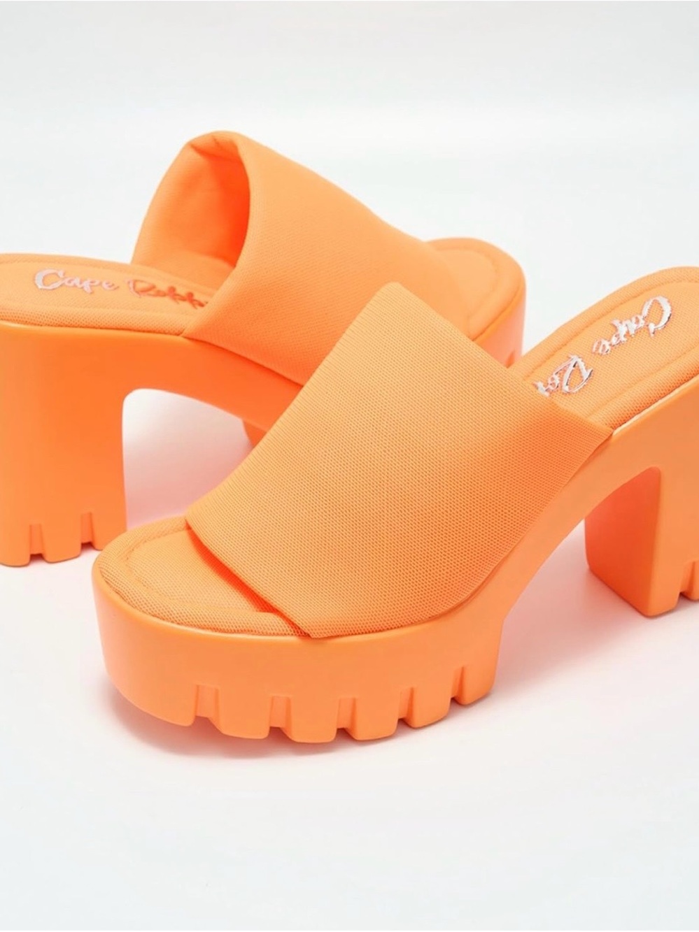 Cape Robbin Bright Orange Chunky Platform Slide Mules